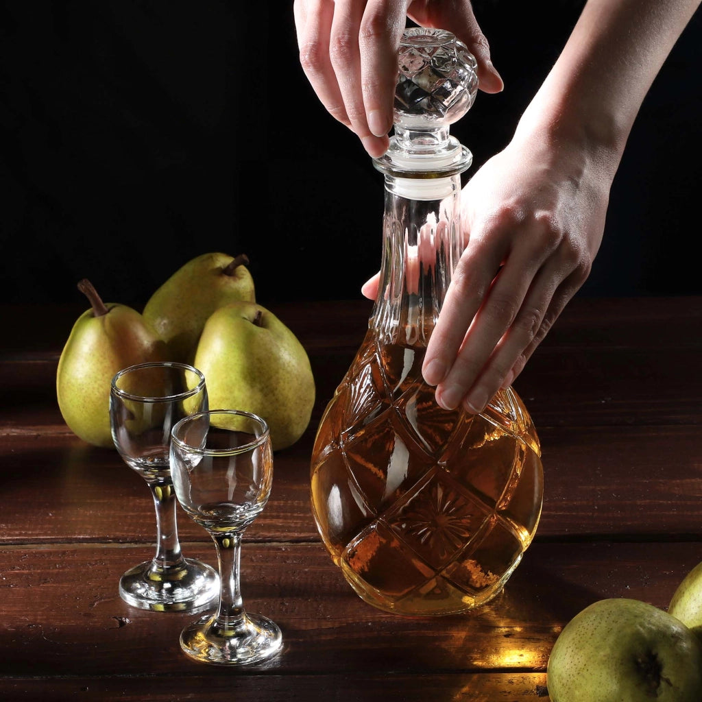 Caraffa per whisky in cristallo KADAX, bottiglia in vetro da 0,8 litri con tappo di sughero, confezione da 6 pezzi.