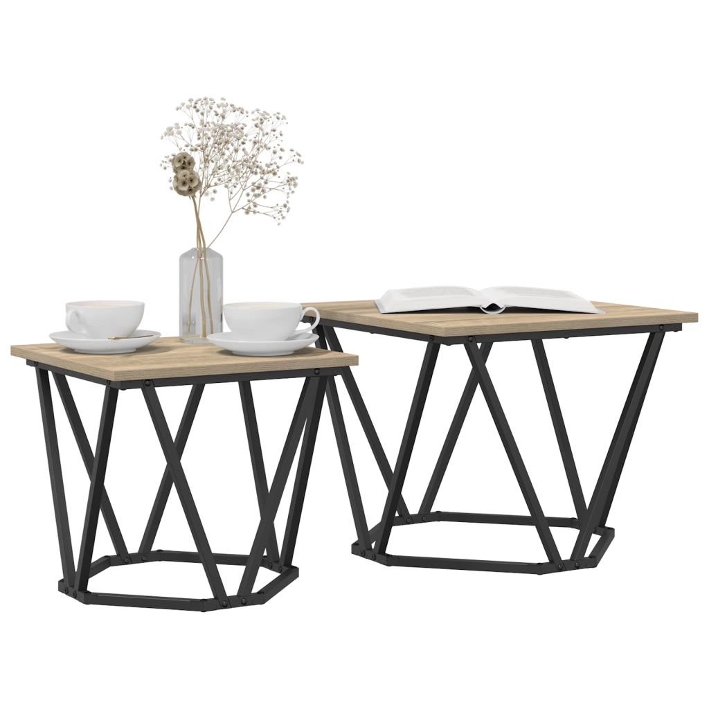 Tavolini 2 pz in legno ingegnerizzato rovere Sonoma