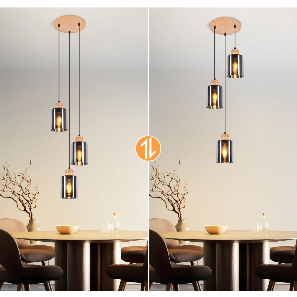 Lampada a Sospensione ZMH legno E27 per tavolo da pranzo e sala da pranzo