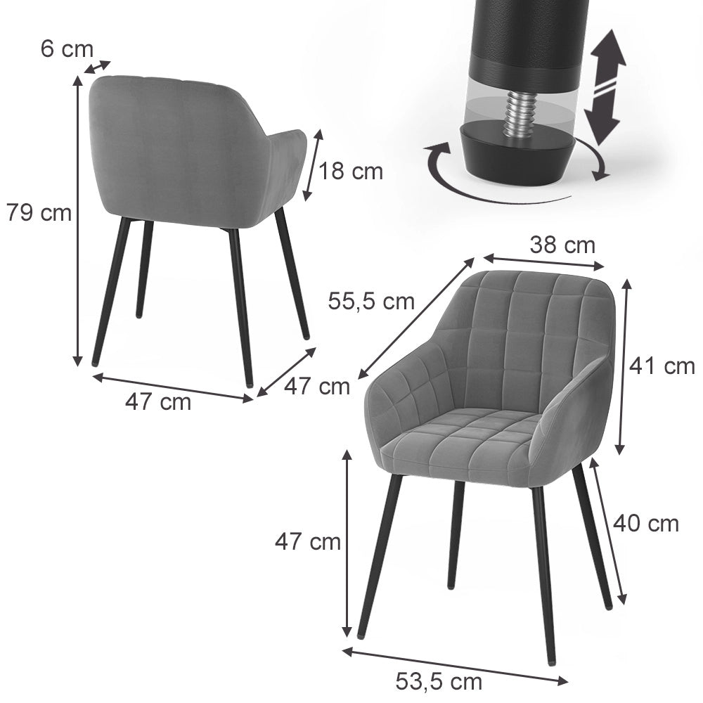 Vicco sedie Grigio 53.5 x 55.5 cm Set di 2