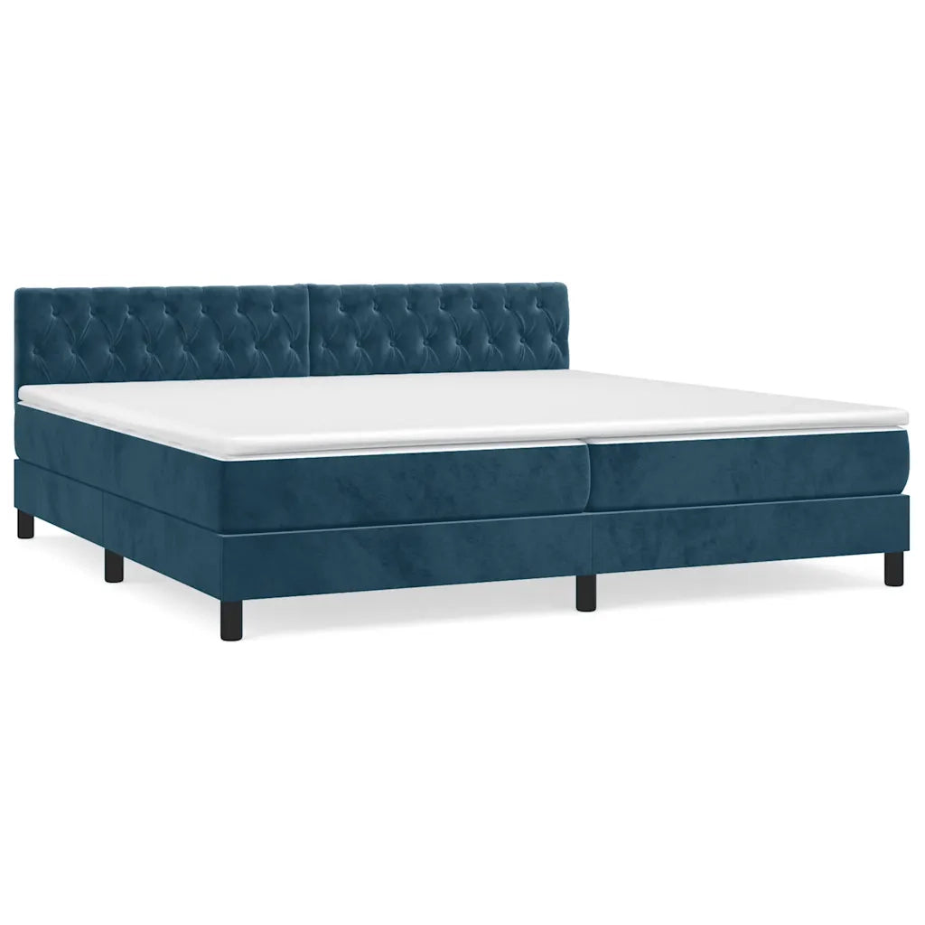 Giroletto a Molle con Materasso Blu Scuro 200x200 cm in Velluto 3141507