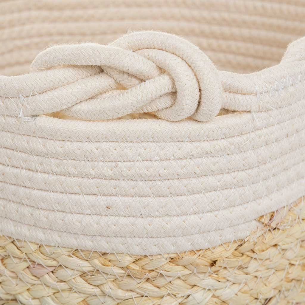 Cestino in fibra naturale e cotone marrone D32x31