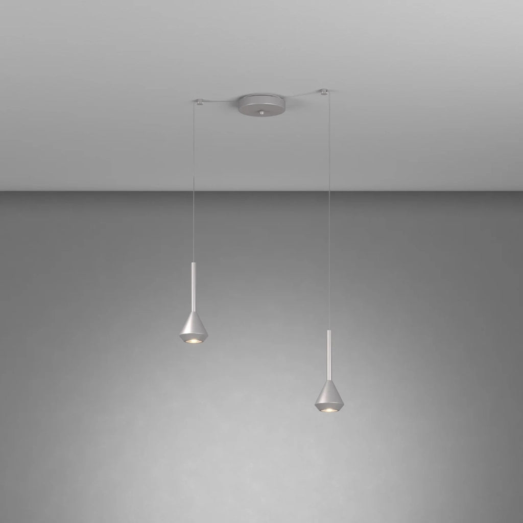 Lampadario Moderno Aygo Metallo Color Alluminio 2 Luci Gu10
