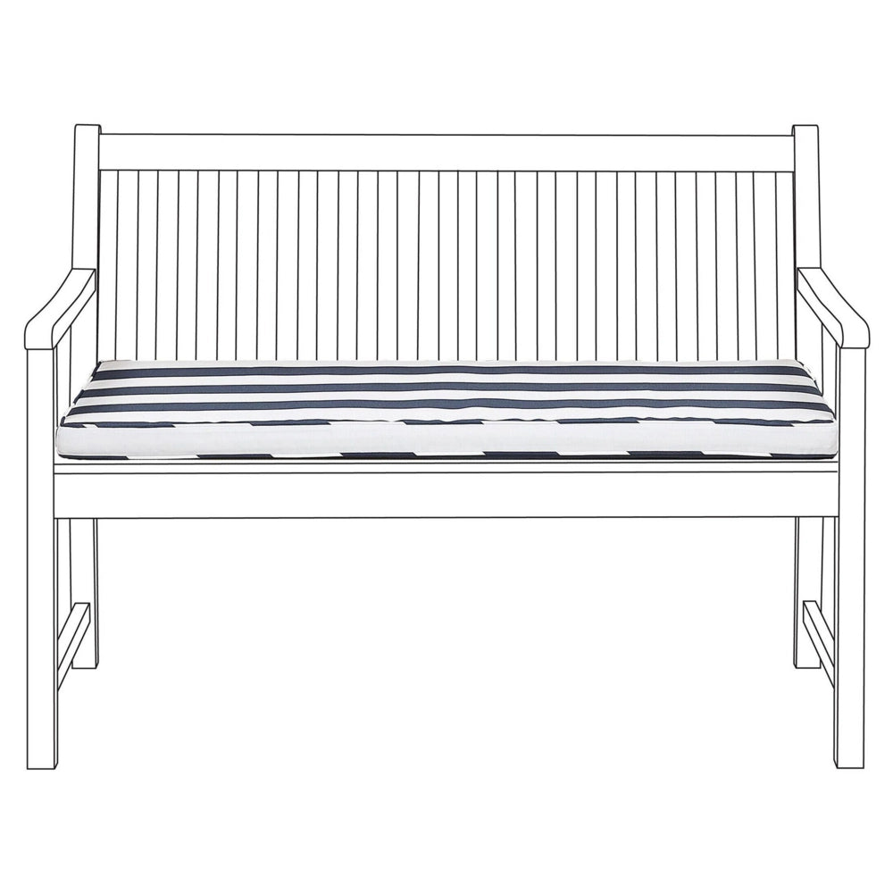 Cuscino per sedile da esterno Cuscino per panca a righe in poliestere blu e bianco resistente all'acqua 112 x 54 cm Giardino