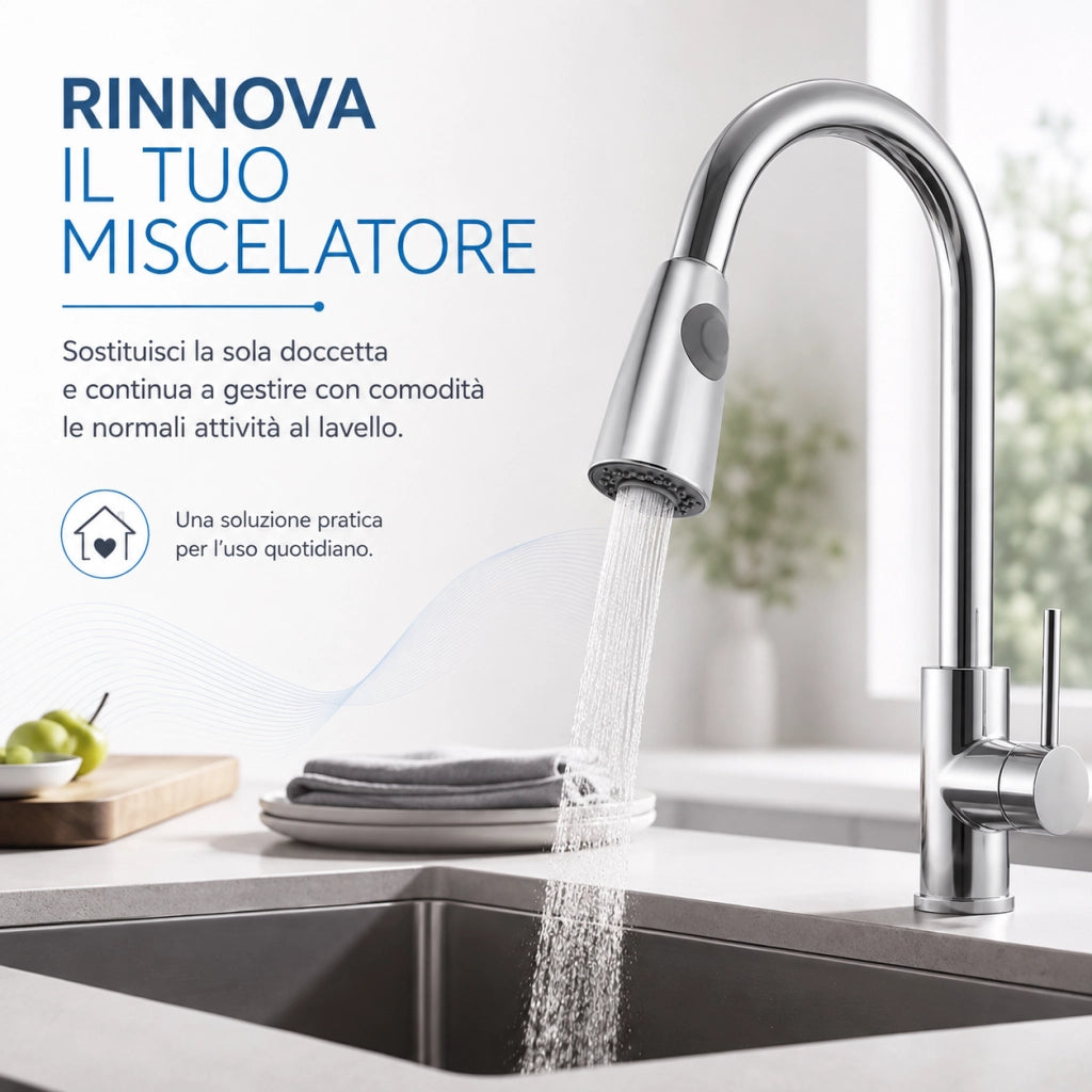 Doccetta Estraibile Ricambio Cucina 2 Getti 1/2" Maschio 10 cm 59221