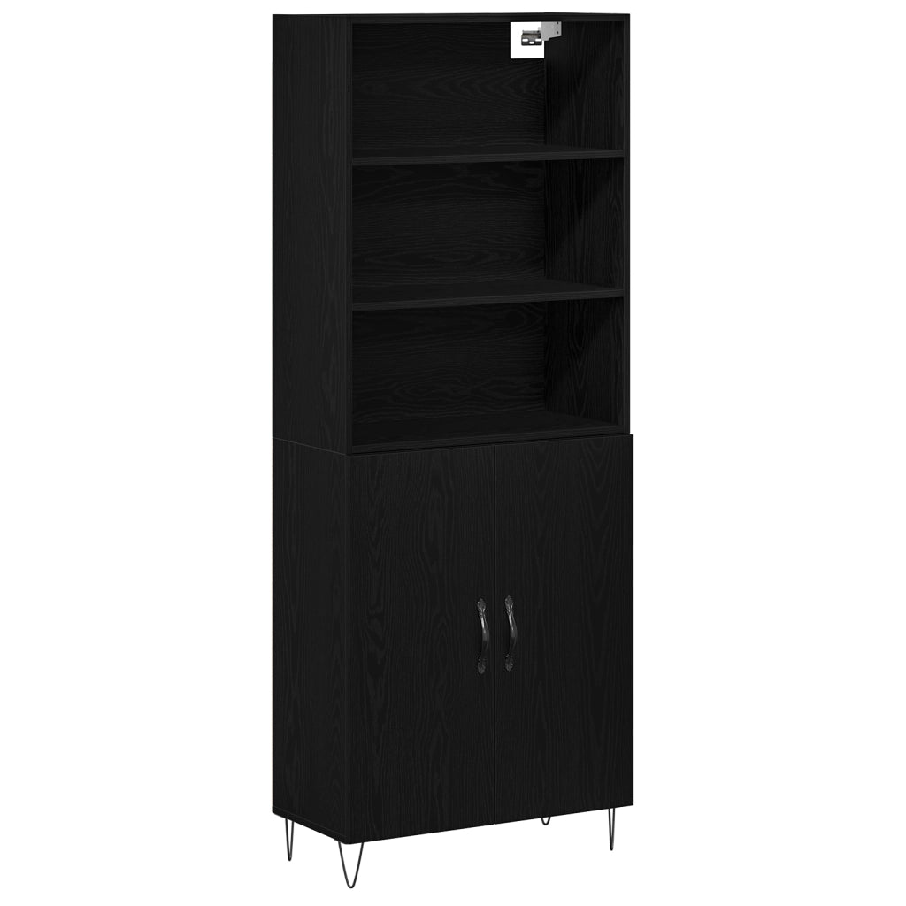 Highboard Rovere Nero 69.5x34x180 cm Legno Ingegnerizzato