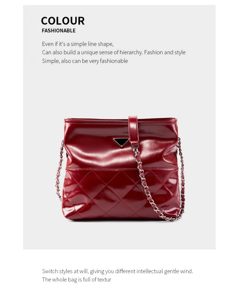 Borsa a tracolla da donna in vera pelle, borsa tote in pelle rossa