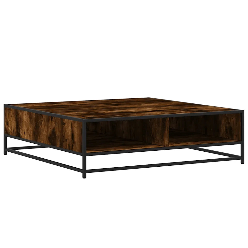 Tavolino da salotto | Tavolino da caff¨¨ | Tavolino da Soggiorno Rovere Fumo 100x100x30 cm in Truciolato e Metallo
