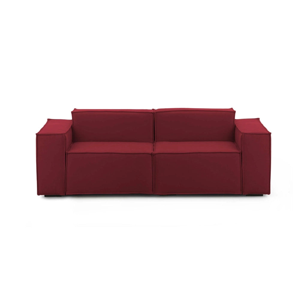 Divano fisso Lepidolite, Divano componibile a 2 posti lineare, Made in Italy, SofÒ  moderno da soggiorno in tessuto, Cm 220x95h70, Rosso