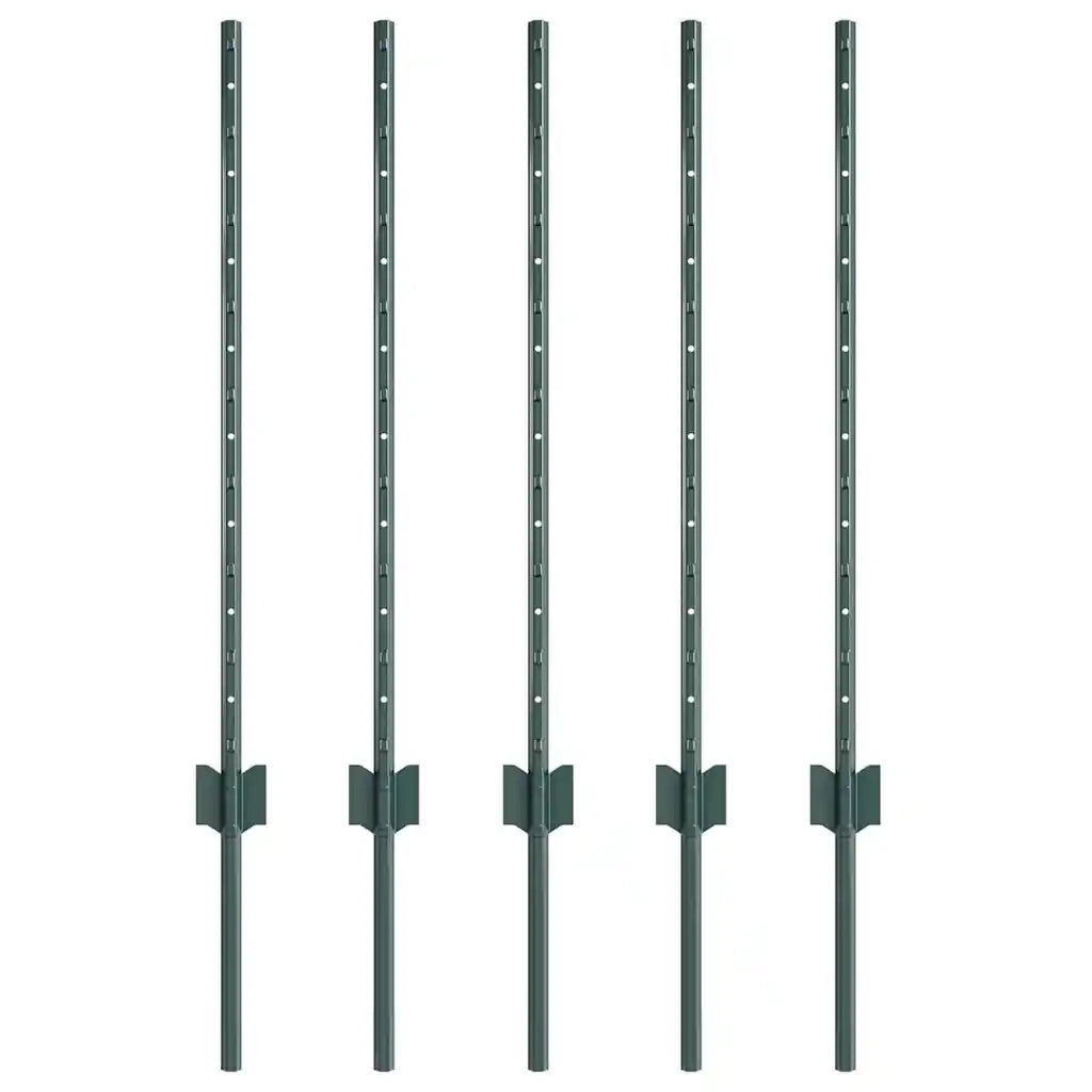 Palo della recinzione 5 pcs Verde 120 cm Acciaio 42006262