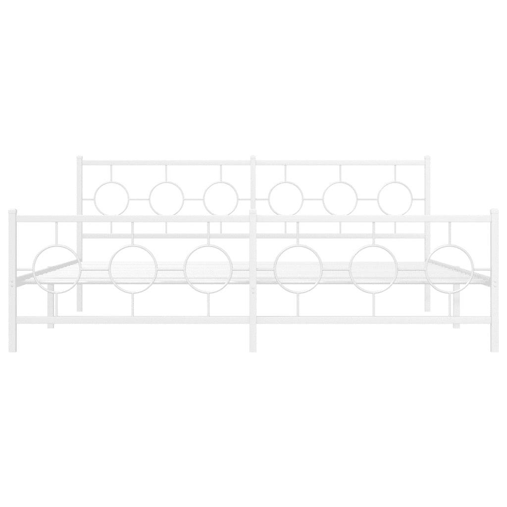 Giroletto con Testiera e Pediera-Struttura Letto Metallo Bianco 193x203 cm 281108