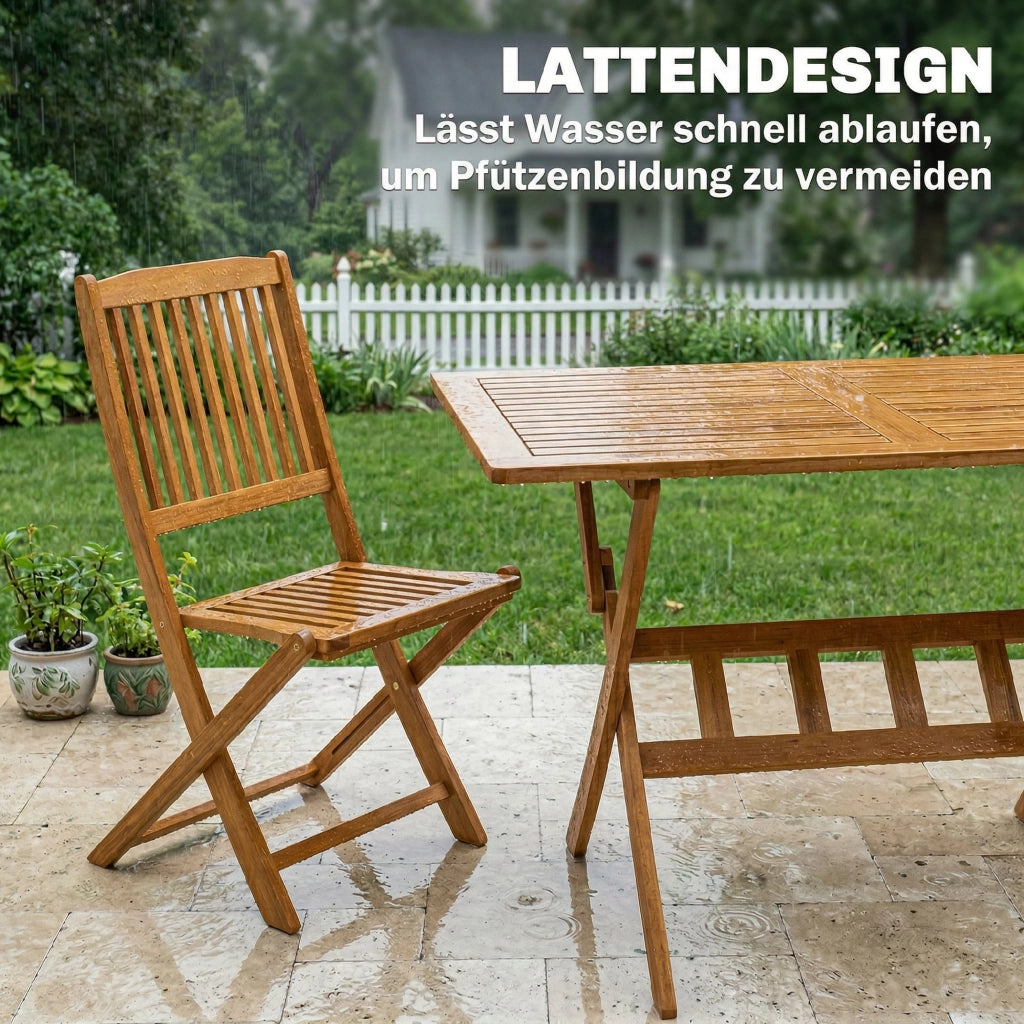 Set Tavolo e Sedie da Giardino 5 Pezzi ¨C Zephmum ¨C Legno di Acacia Pieghevole