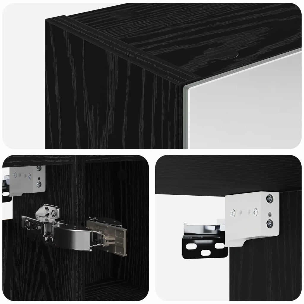 Mobiletto per specchio da bagno Rovere Nero 60 x 14,5 x 70 cm