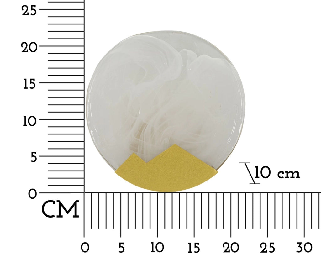 Lampada da Muro Moon Ø20x10 cm in Vetro e Ferro Oro e Bianco