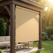 Tenda da sole verticale 120 x 180 cm, in HDPE per pergolato, tenda da sole, tubo in alluminio con manovella wireless, per balcone, terrazza, giardino, cachi, 1 pezzo
