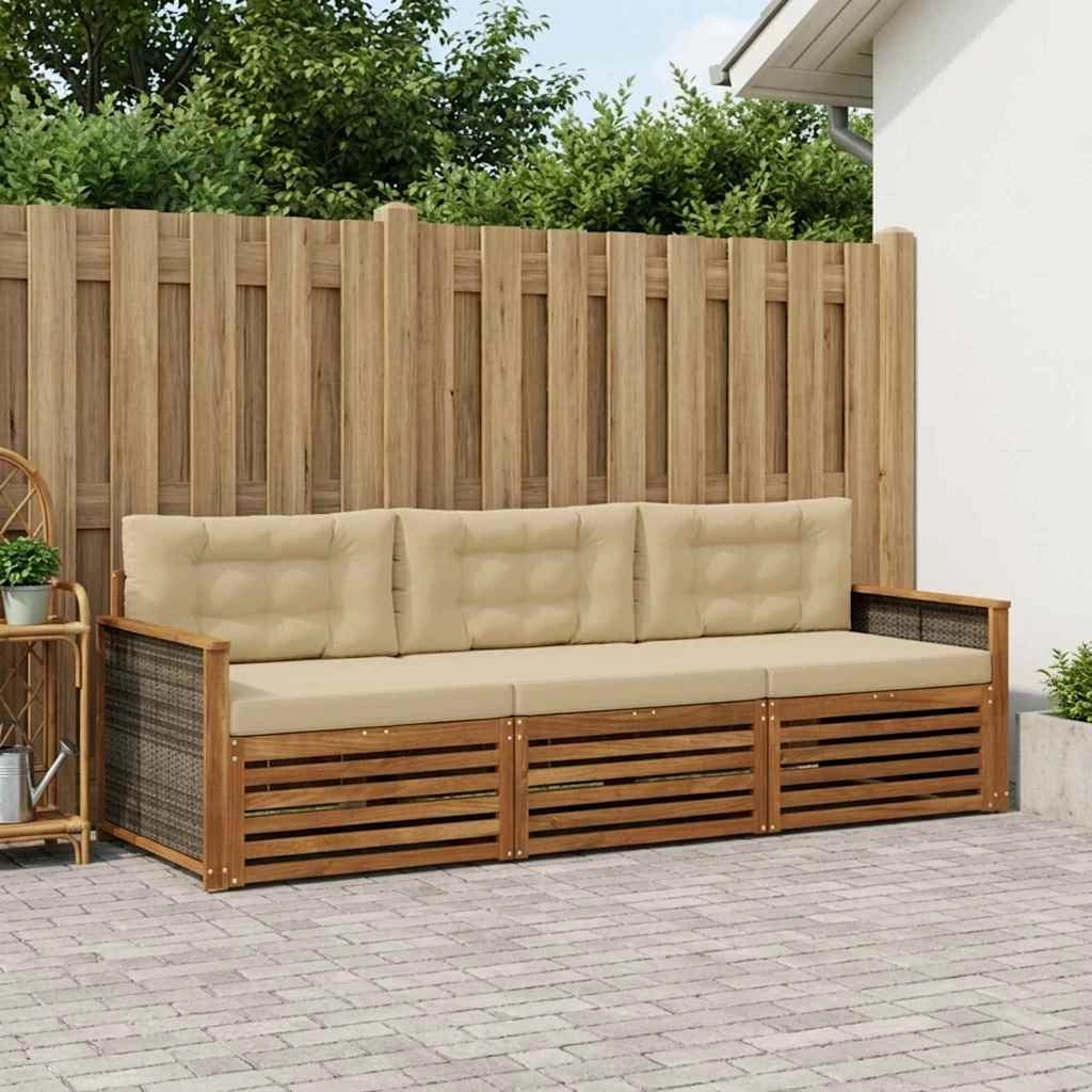 Set di divani da esterno 3 pz Naturale e Beige 3382961