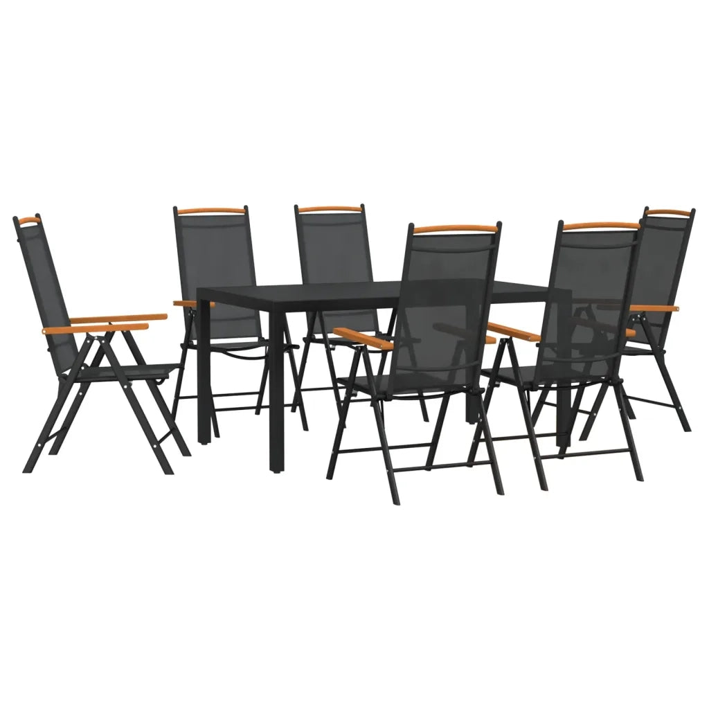 vidaXL Set da Pranzo da Giardino 7 pz Nero in Alluminio