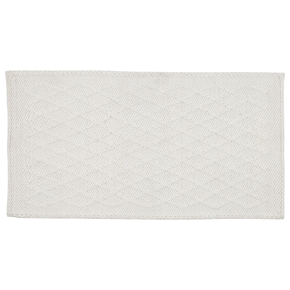 Tappeto in lana bianco sporco con viscosa 80 x 150 cm rettangolare intrecciato a mano Boho