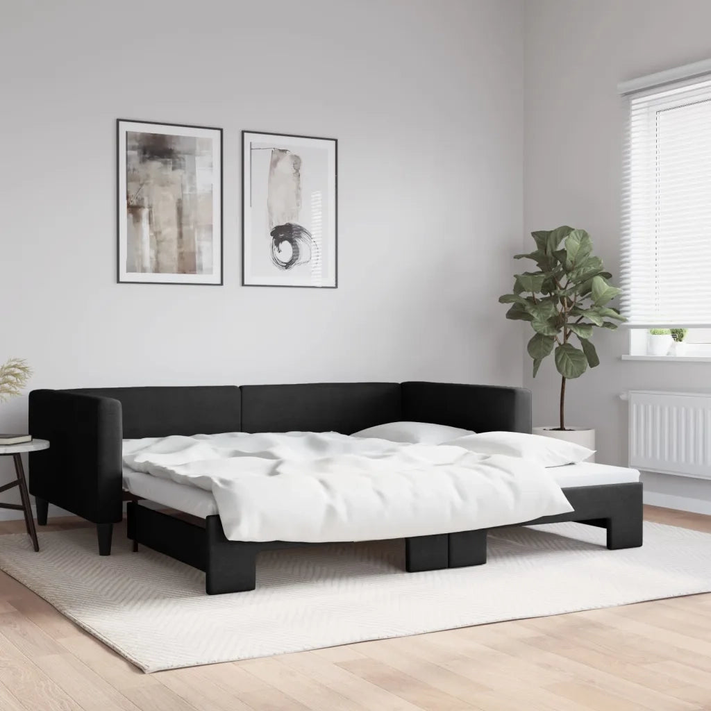 Divano Letto con Letto Estraibile-Sofa Letto-Daybed Nero 100x200 cm in Tessuto 961320