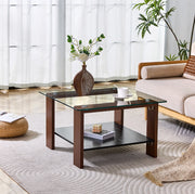 Tavolino da salotto in vetro con ripiano, 65x41x45,5 cm