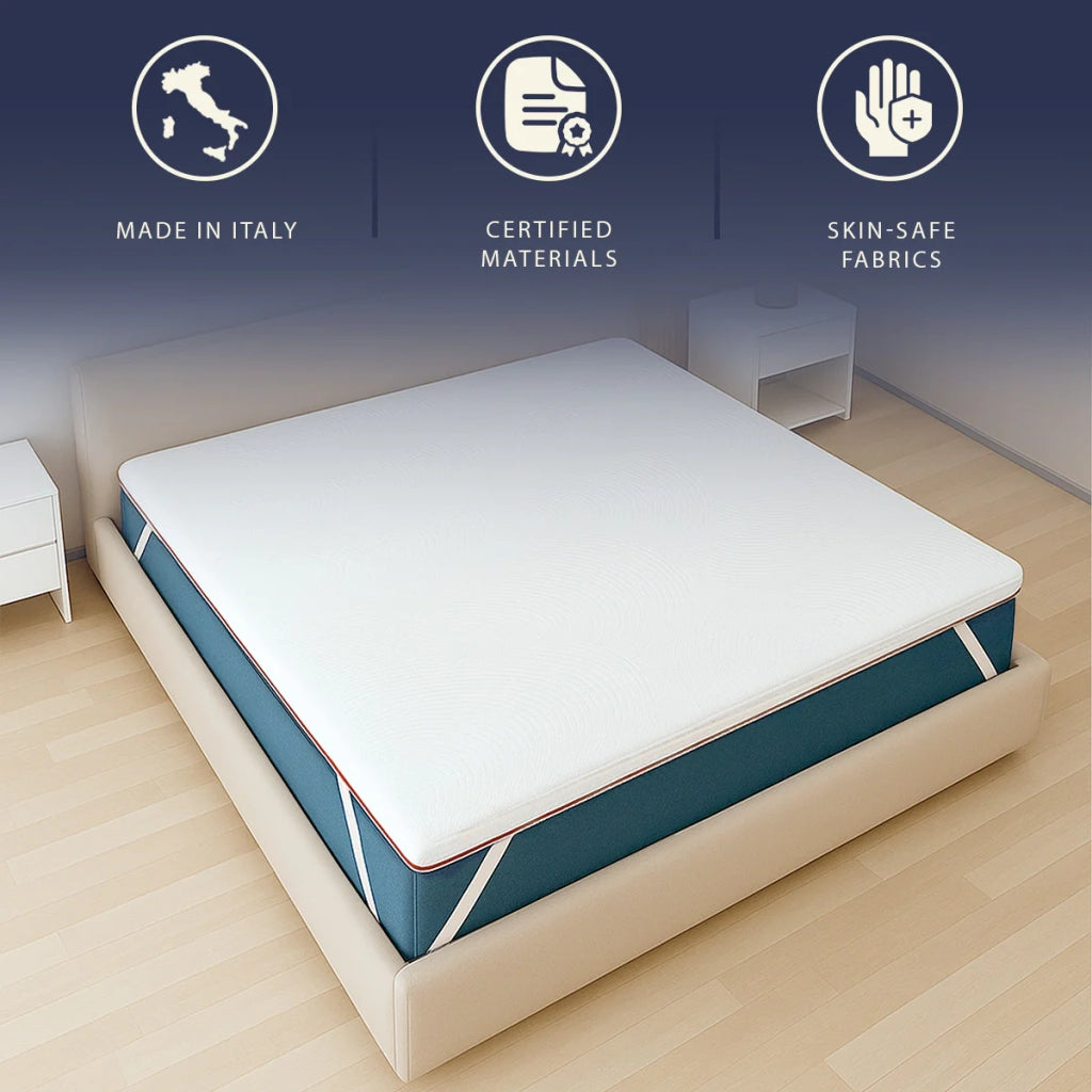 Topper 135 x 190 in Memory Foam a 9 Zone Differenziate | Alto 5 cm | Tessuto Pure Anallergico e Sfoderabile | Correttore Materasso Prodotto in Italia