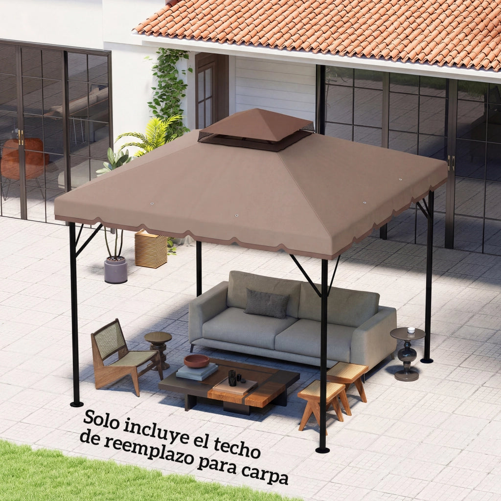 Toldo da giardino 3x3 m ¨C zephmum ¨C caqui, UPF 30+, con fori di drenaggio