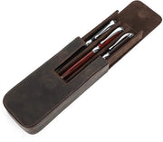 Pendino portatile per 3 penne in pelle con chiusura magnetica nascosta e design pen holder (caffè)
