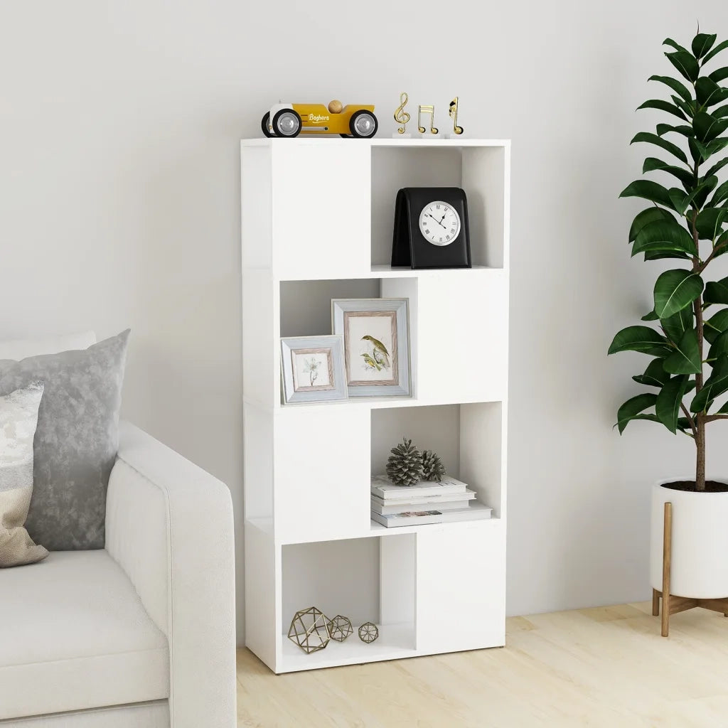 Libreria Divisorio-Scaffale per Libri-Mobile di Stoccaggio Bianco 60x24x124,5 cm in Truciolato