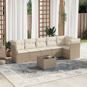 Set Divani da Giardino 7 pz con Cuscini Beige in Polyrattan 3217668