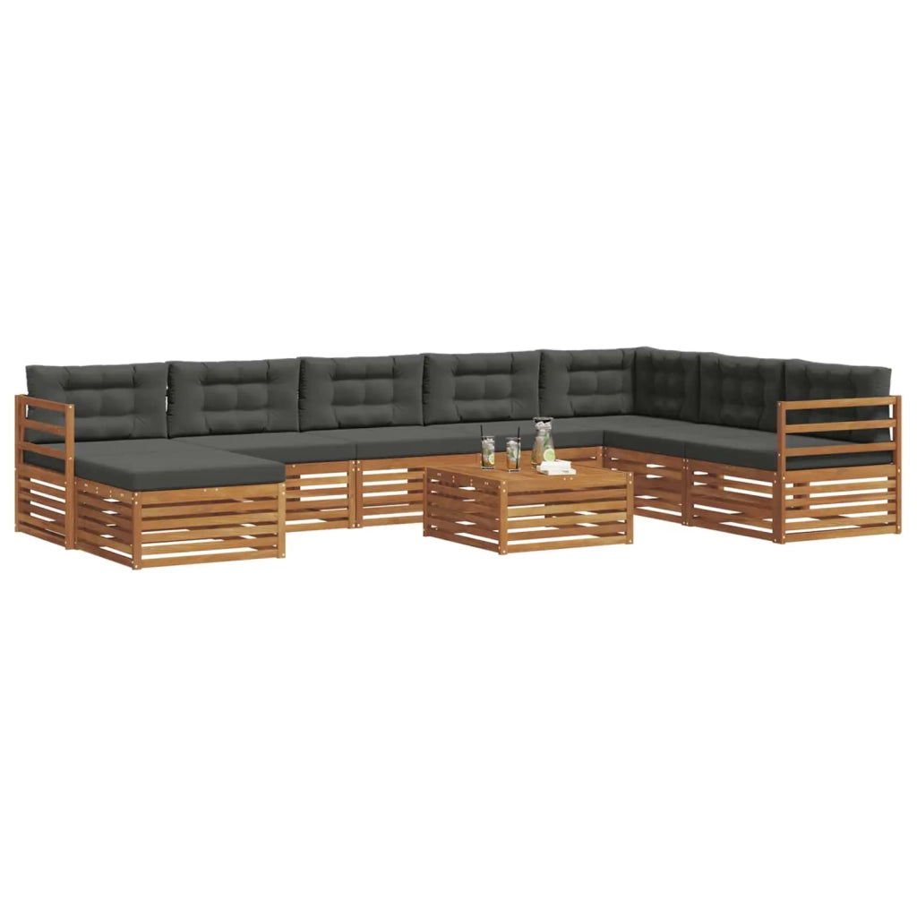 Set di divani da esterno con cuscino 9 pcs Naturale e Antracite