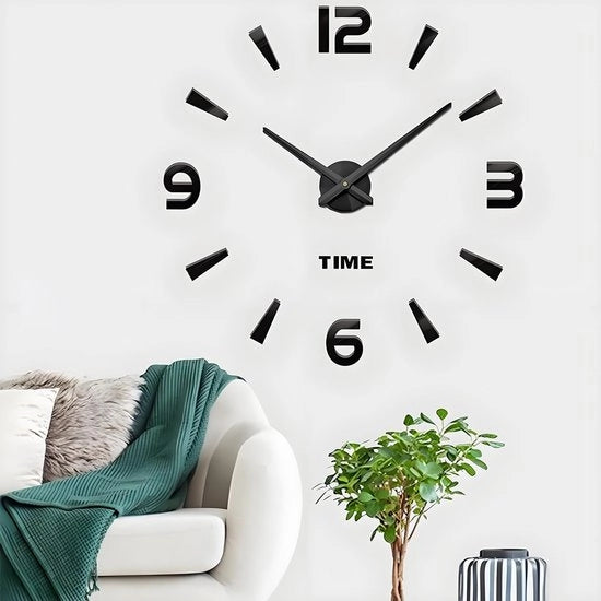Sticker orologio da parete moderno 3D DIY - decorazione per casa, ristorante, ufficio e hotel (nero)