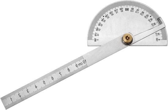 Gradino di misurazione a 0-180° in acciaio inossidabile per lavorazione del legno e verniciatura - strumento di misura lineare da 100 mm