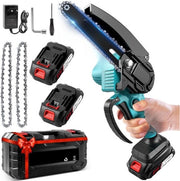 Mini Segato a Catenaria 6 Pollici con Batteria 4000mAh - Motore Potente 21V 800W - 2 Batterie 2000mAh - 1 Caricabatterie - 2 Catenarie - Segato a Catenaria Unifacciale per Giardino - Senza Fila - Portatile - Sicuro