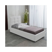 Letto singolo con contenitore Napoli ecopelle colore bianco
