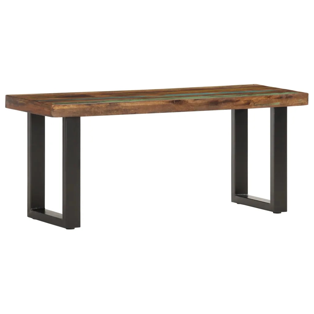 Panca 110 cm in Legno Massello di Recupero e Acciaio 286458
