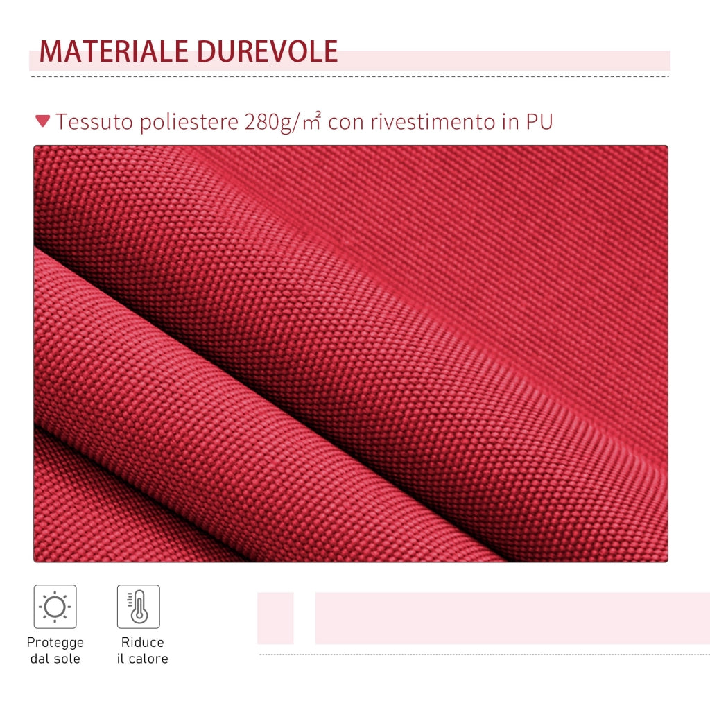 Tenda da Sole Avvolgibile a Parete 4x2.5m in Poliestere Rosso Scuro