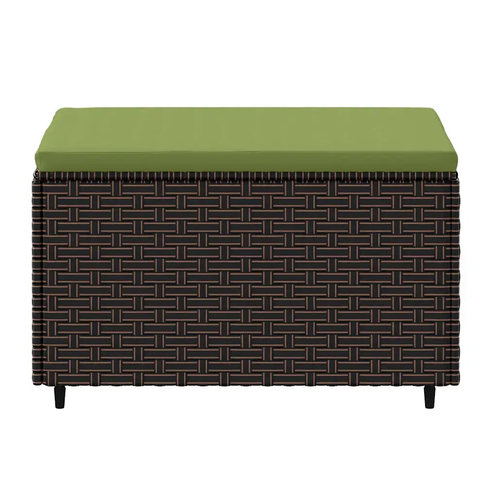 Poggiapiedi da Giardino con Cuscino in Polyrattan Marrone 319836