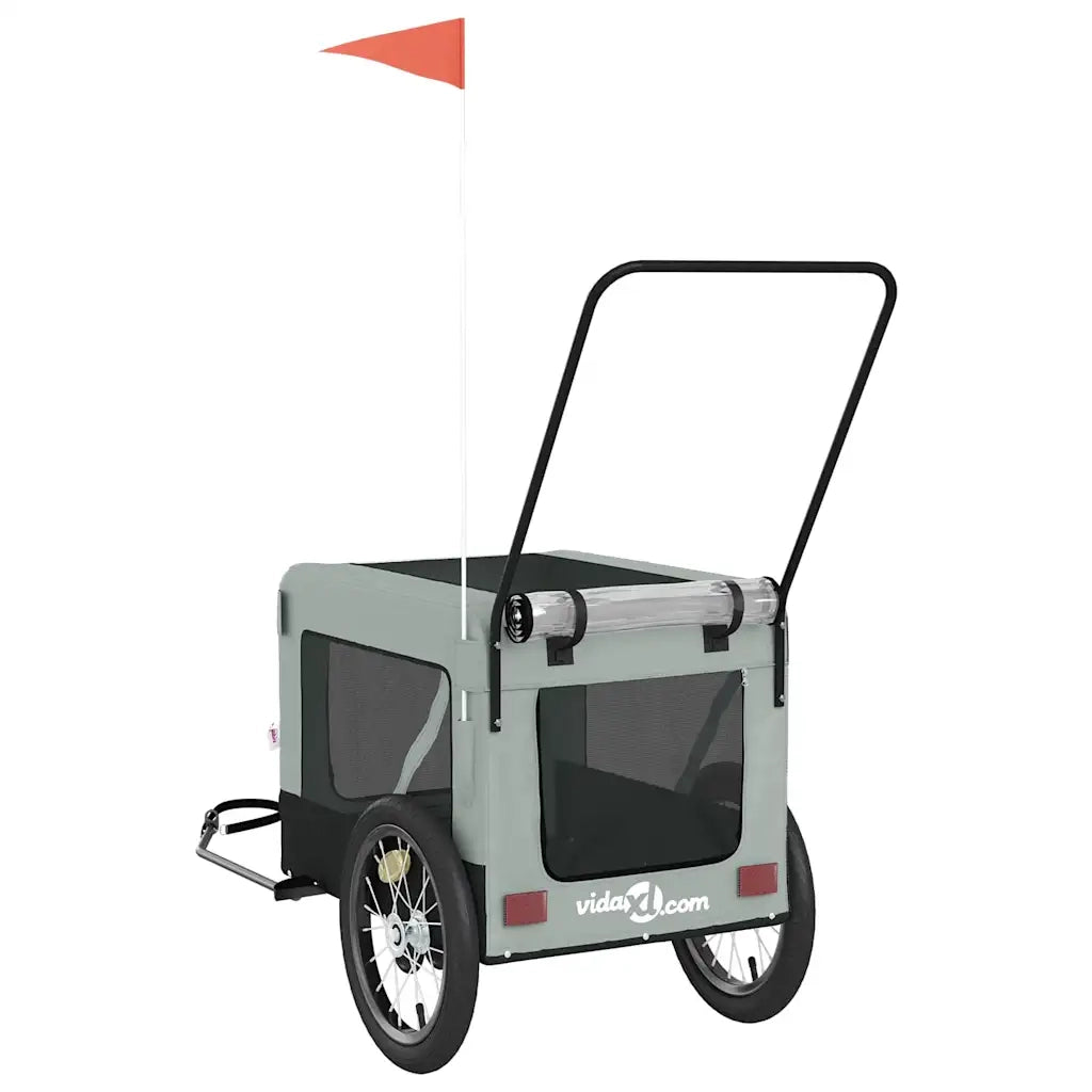 Rimorchio da Bici per Animali Grigio e Nero Oxford e Ferro CFW4261940