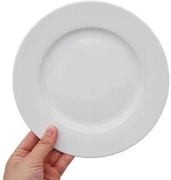 Set di tavola da dessert con piatti ceramici bianchi da 15 cm - Resistente a lavastoviglie e forno a microonde, set di piatti con bordo