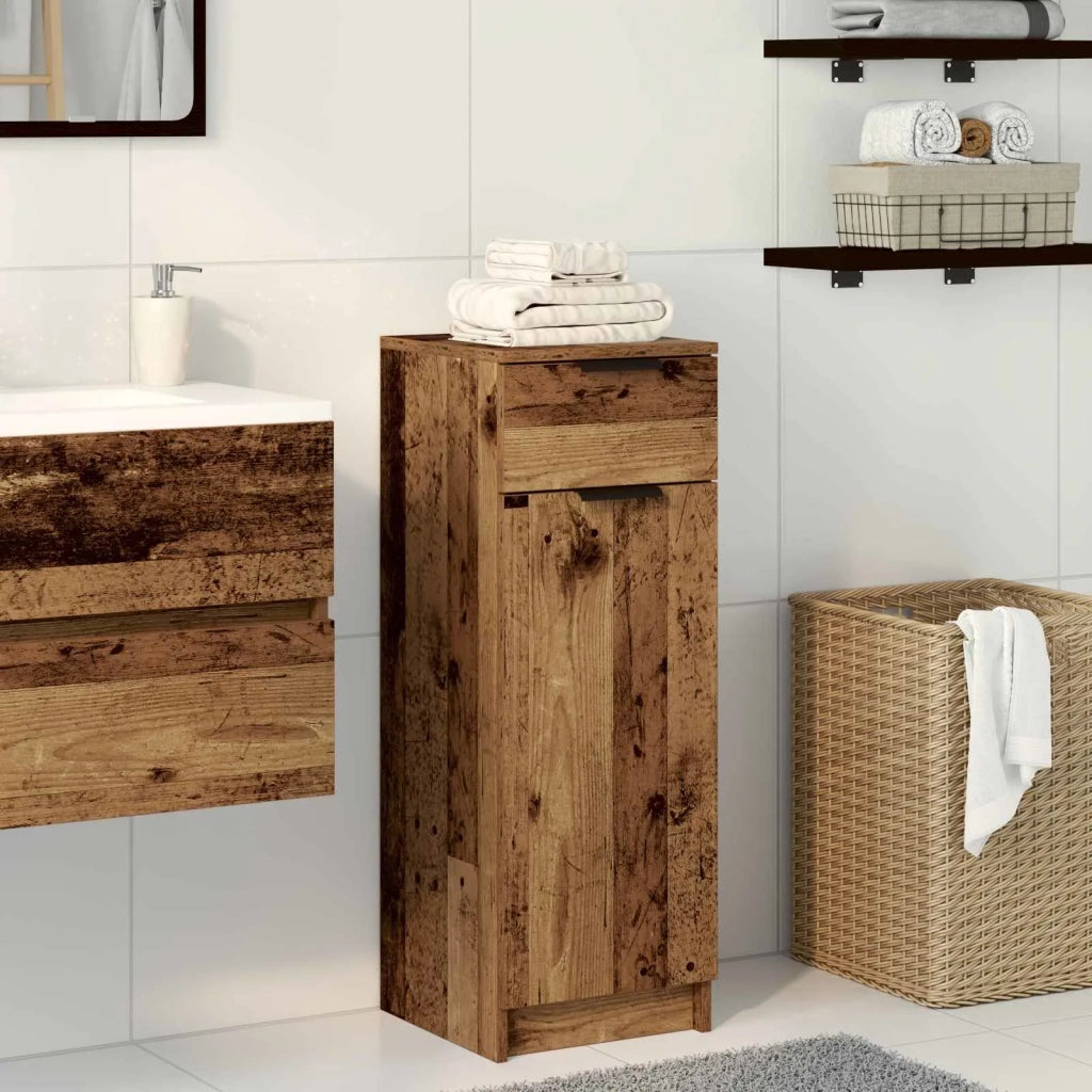 Mobile da Bagno con cassetto Legno vecchio 32 x 34 x 90 cm 863417