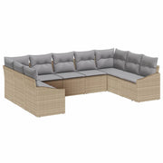 Set Divano da Giardino 9 pcs Beige e Grigio Chiaro polyrattan 3355549