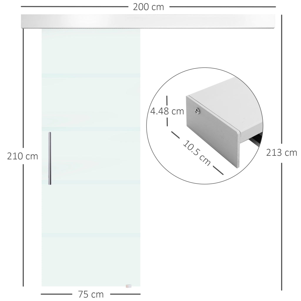 Porta scorrevole in vetro smerigliato satinato ¨C zephmum ¨C 210 cm