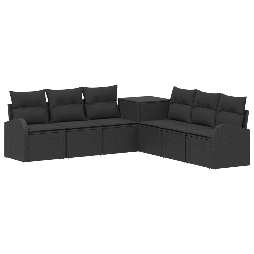 Set di divani 7 pz Nero Rattan sintetico e Acciaio 3448694