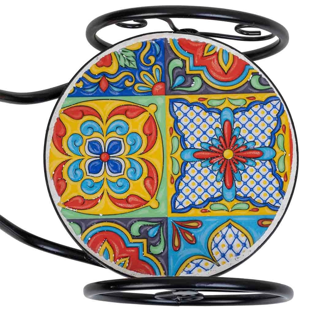 Portavaso bici in mosaico e metallo Multicolore 53x23,5x36h
