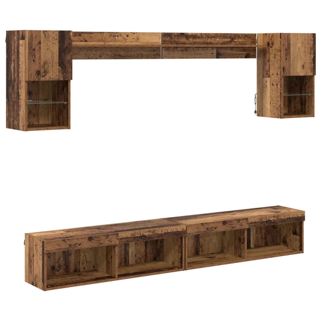 Mobile Porta TV con LED 6 pz-Credenza per TV Legno vecchio 872246