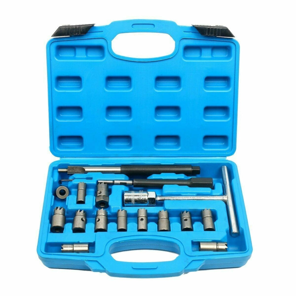 set alesatori fresa pulizia iniettore iniettori auto motore 17 pz