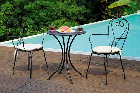 Tavolino Tondo da Giardino Ø60 cm in Ferro Vorghini Stresa Nero