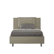 Letto imbottito 1 piazza e mezza 120x200 cm Antea - Similpelle,Cappuccino,Con rete