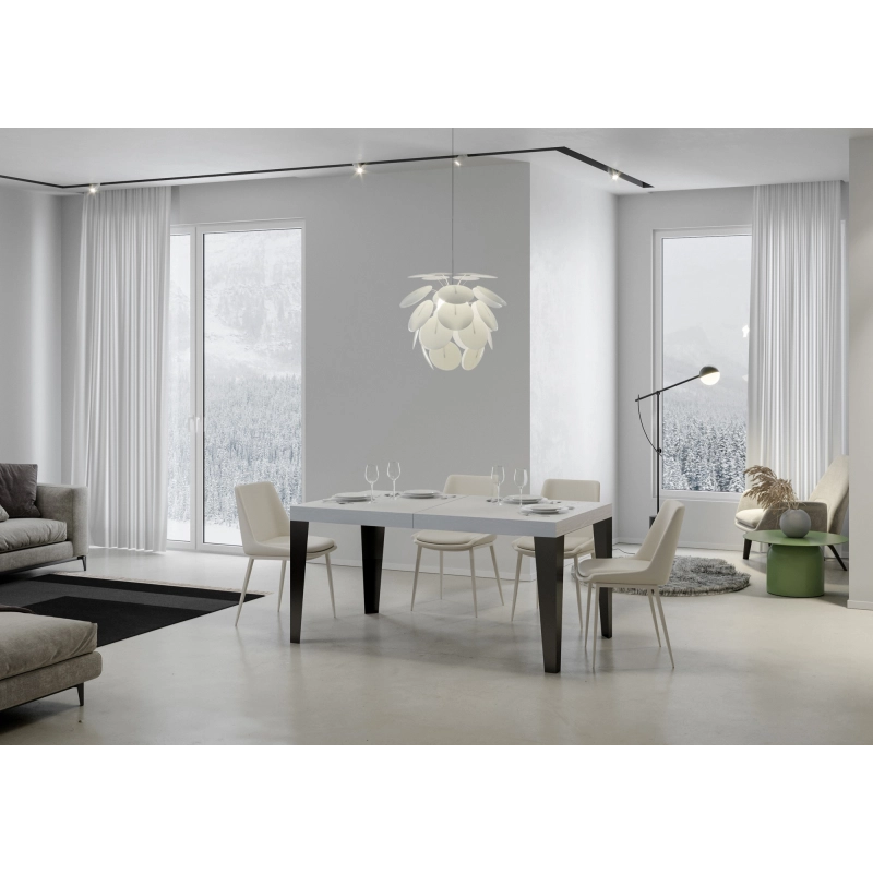 Tavolo allungabile 90x180/284 cm Flame Premium telaio Antracite - Bianco Frassino
