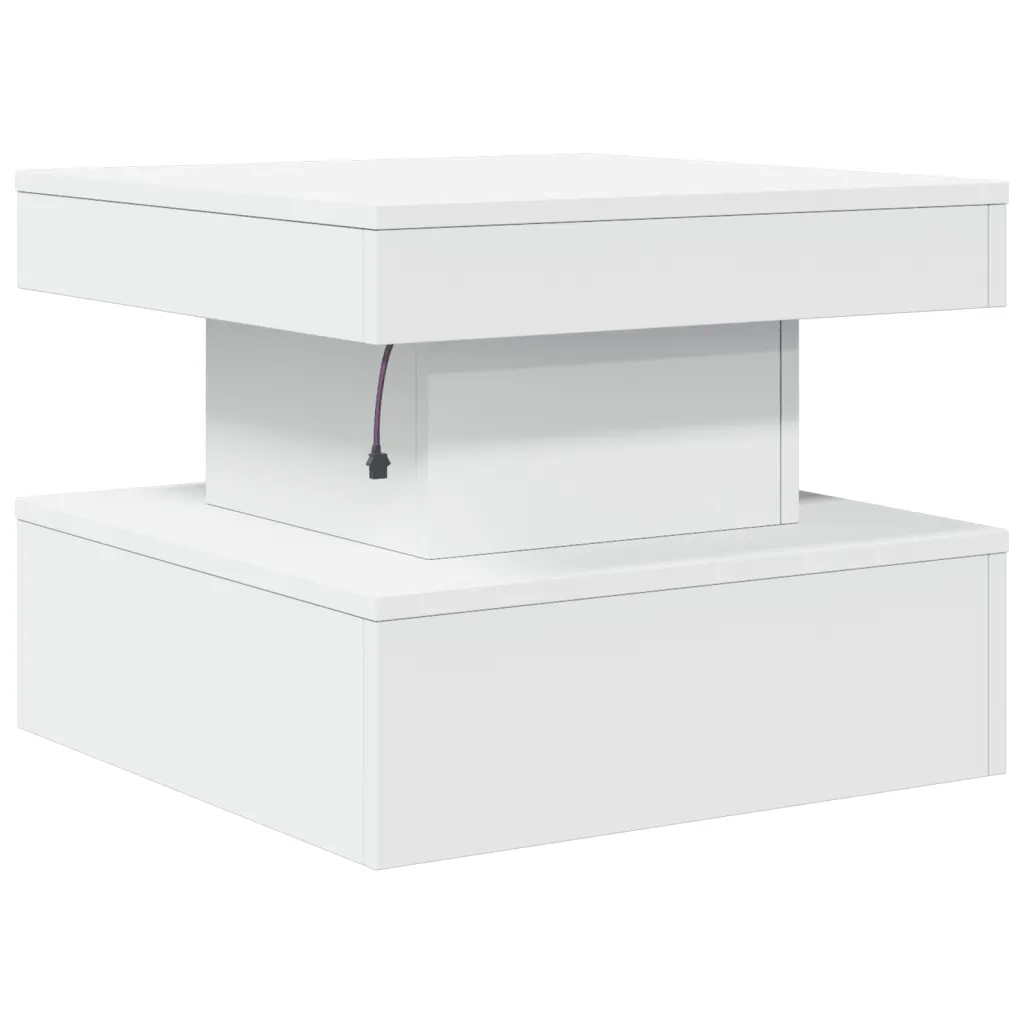 Tavolino da salotto | Tavolino da caff¨¨ | Tavolino da Soggiorno con Luci LED Bianco 50x50x40 cm